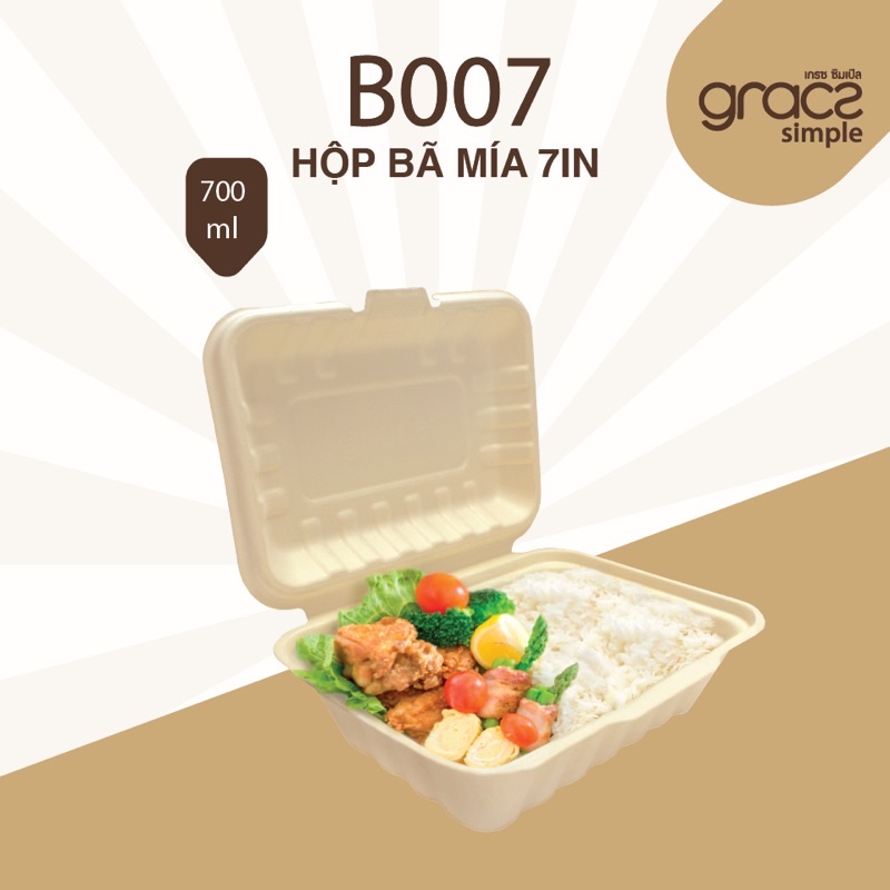 Lốc 50 cái Hộp bã mía 700ml Gracz