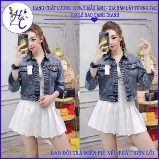 Áo Khoác Jean Nữ Form Lửng Túi Hộp Thời Trang Hot Trend 2020.Hàng Có Sẵn