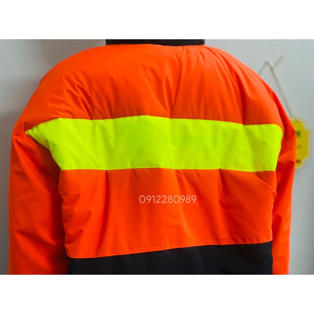 Áo bảo hộ dùng trong kho lạnh âm 35 độ có phản quang mặc siêu ấm_ Hình chụp thật