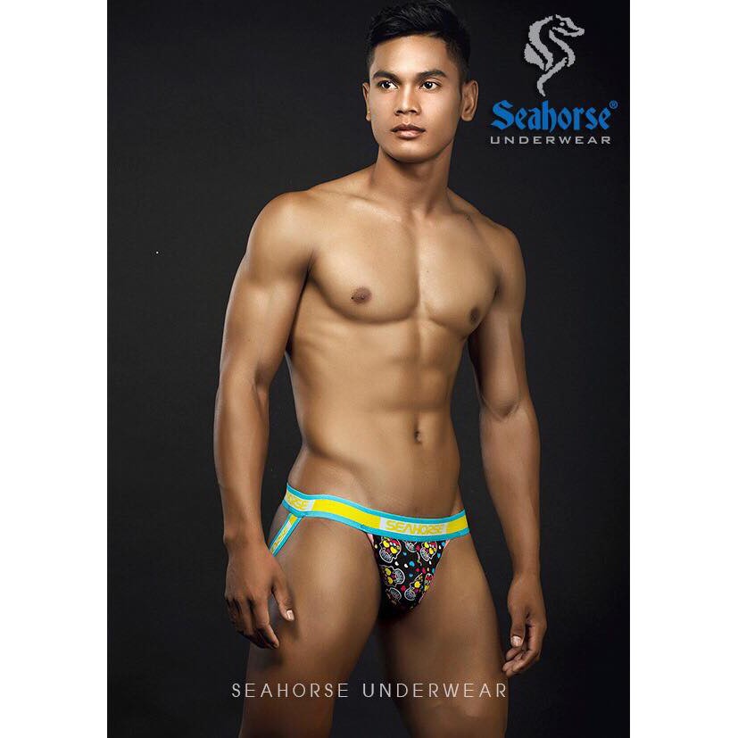 Quần lót Jockstrap nâng mông nam chất liệu mè kim SP009 -  (Hoạ tiết) Seahorse Underwear