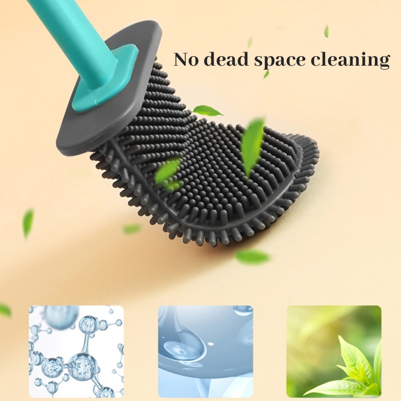Bàn Chải Vệ Sinh Toilet Bằng Silicone Với Tay Cầm Dài Và Giá Đỡ Tiện Dụng