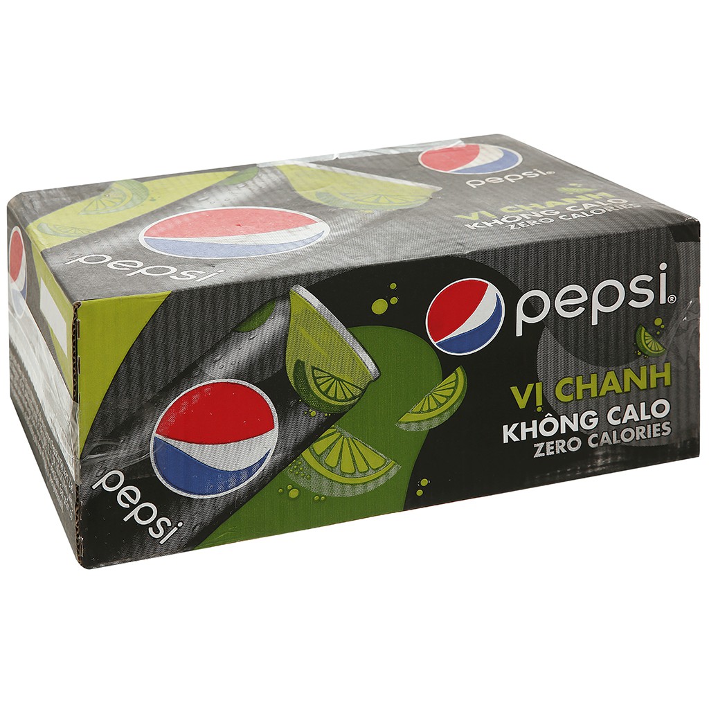 E - Nước Ngọt Pepsi Zero Calories Vị Chanh Thùng 24 Lon 330Ml