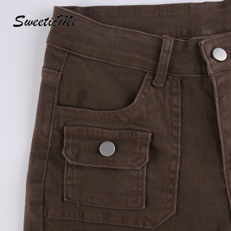 Sweeticme Quần Jean Ống Đứng Lưng Thấp Phong Cách Retro   Cho Nữ