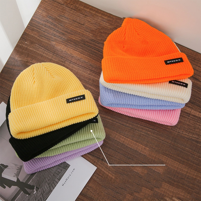 [Mã FAMARAL1 giảm 10K đơn 50K]Mũ len dệt kim beanie Thêu MTEESX Hàn Quốc thời trang unisex thu đông giữ ấm cho nam nữ0