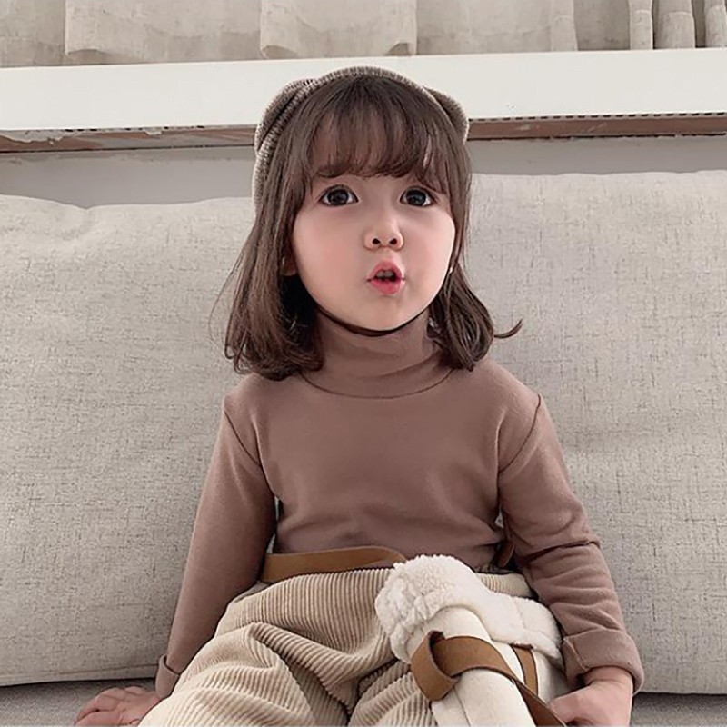 Áo Len Cổ Lọ Dài Tay Phong Cách Hàn Quốc Dành Cho Bé Gái 2-7 Tuổi