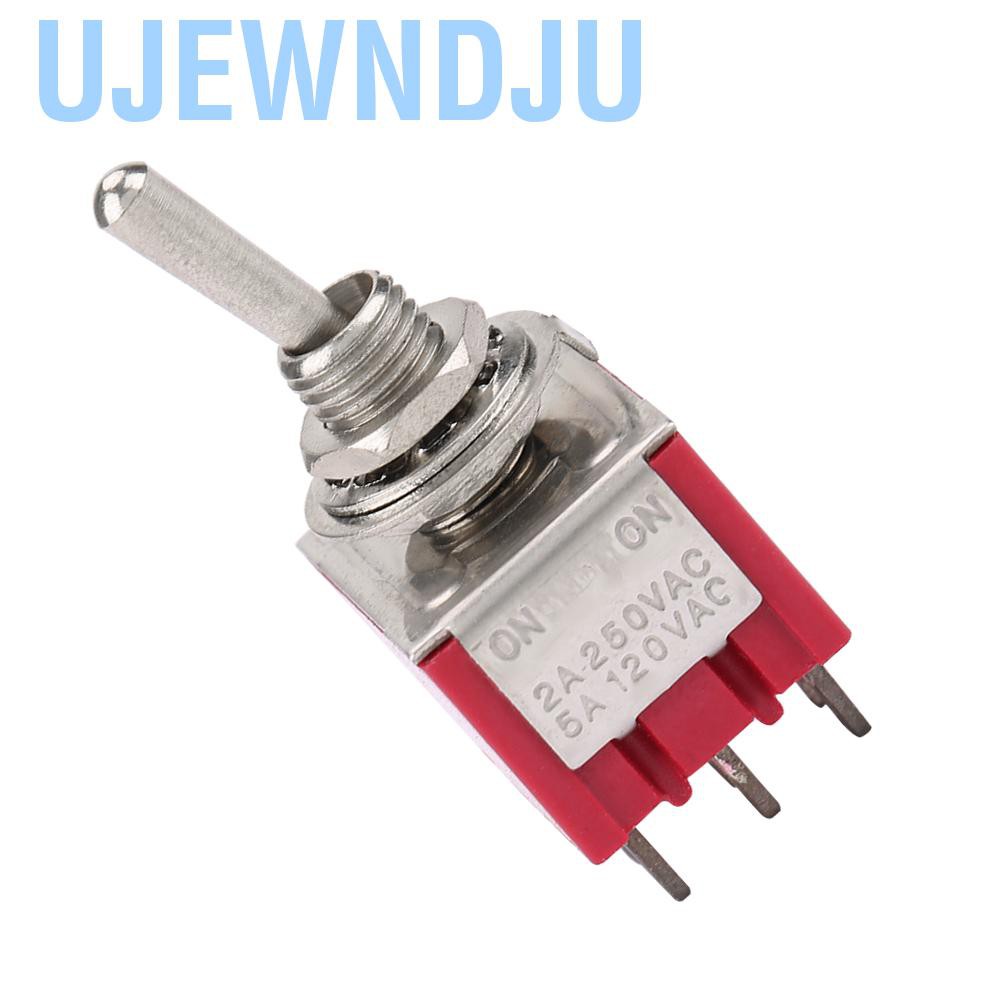 Ujewndju 5×Mini Toggle Switch 3PDT 2 Position ON-ON 9-PIN 250V 2A 120V 5A Red MTS-302 lsy