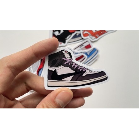 Bộ 60 hình dán SNEAKERS, hình dán giày Sneaker, PVC chống nước, dán laptop