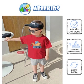 Áo Phông Bé Trai Bé Gái Hàn Quốc Xuất Dư, Áo Thun Trẻ Em Hình Oto Chất Cotton Từ 1-4 tuổi AbeeStore Size 8-20kg AC3