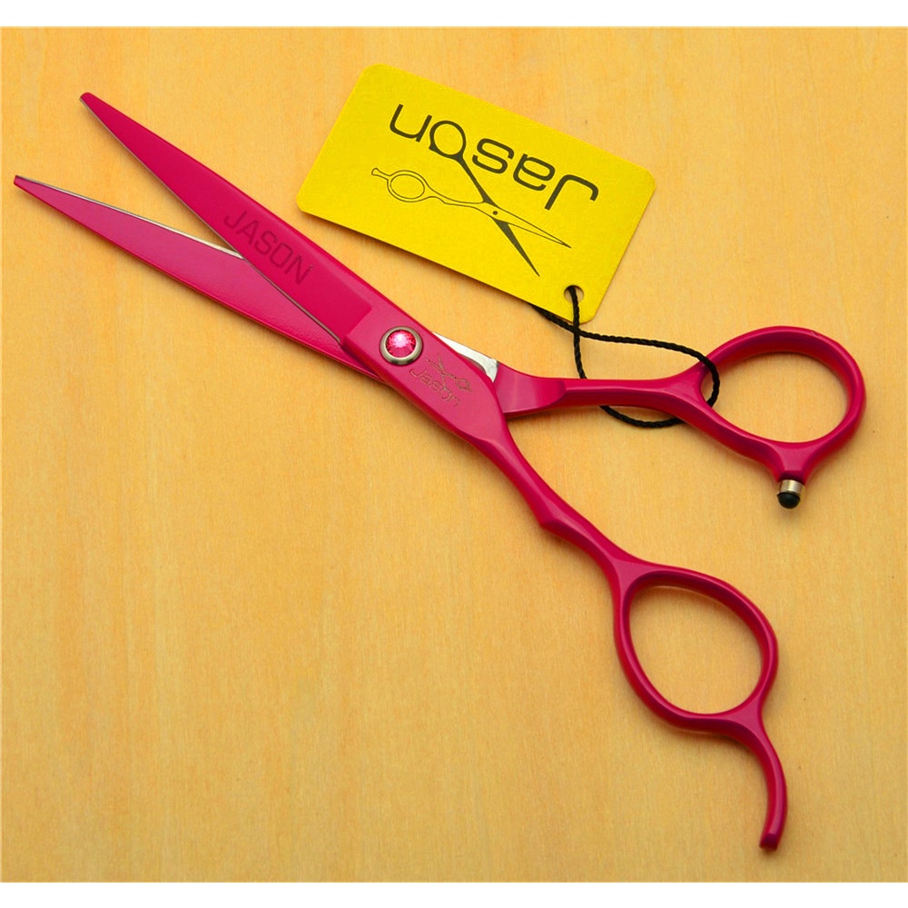 Kéo Cắt Tóc JASON/JASON 5.5 inch 6.0 inch Răng Trái Phẳng Màu Hồng