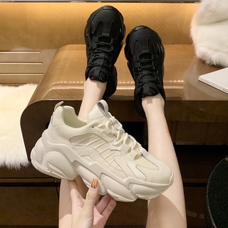 Giày thể thao nữ MWC - 0461 Giày Thể Thao Nữ Siêu Chất, Sneaker Da Êm Chân Đế Bằng 5CM Năng Động