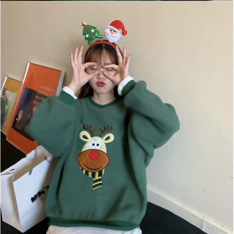 Áo Nỉ Nữ Dài Tay Họa Tiết Giáng Sinh Bông Tuyết, Tuần Lộc, Cây Thông - Áo Sweater Noel Xanh Đỏ Đen Trắng Mặc Đơn Đôi Nhó | BigBuy360 - bigbuy360.vn