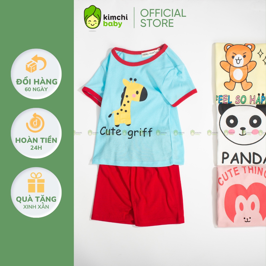 Đồ Bộ Bé Gái, Bé Trai Minky Mom Vải Cotton Bozip Cute Griff, Bộ Quần Áo Trẻ Em Mặc Nhà MKM2216