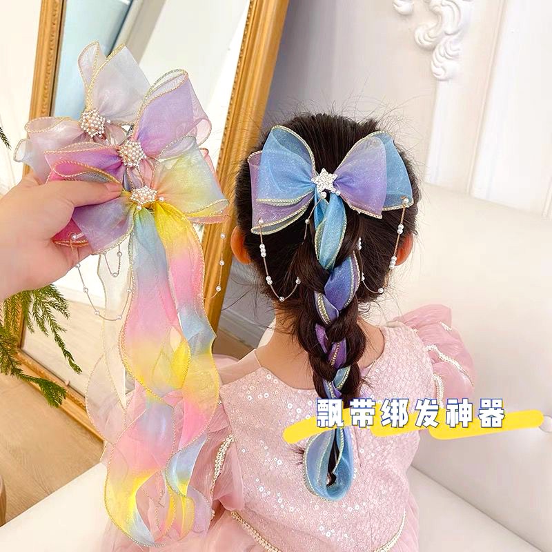 Kẹp tóc mặt hình nơ họa tiết hoa thời trang cho bé gái