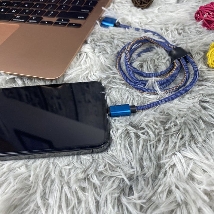 Dây sạc nhanh iPbọc vải jean siêu bền - Mã TZLC699