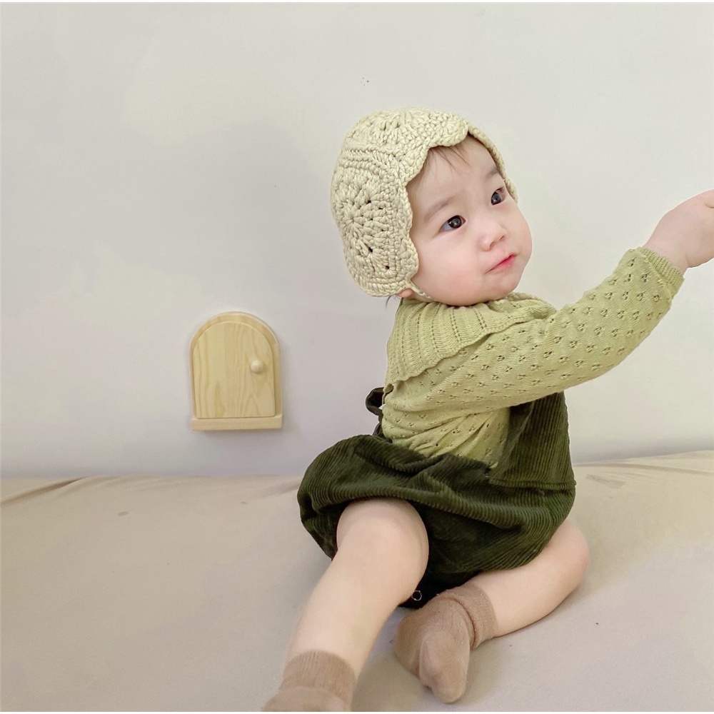 Áo Sweater Dệt Kim Phối Bèo Thời Trang Mùa Đông Cho Bé 0-2 Tuổi