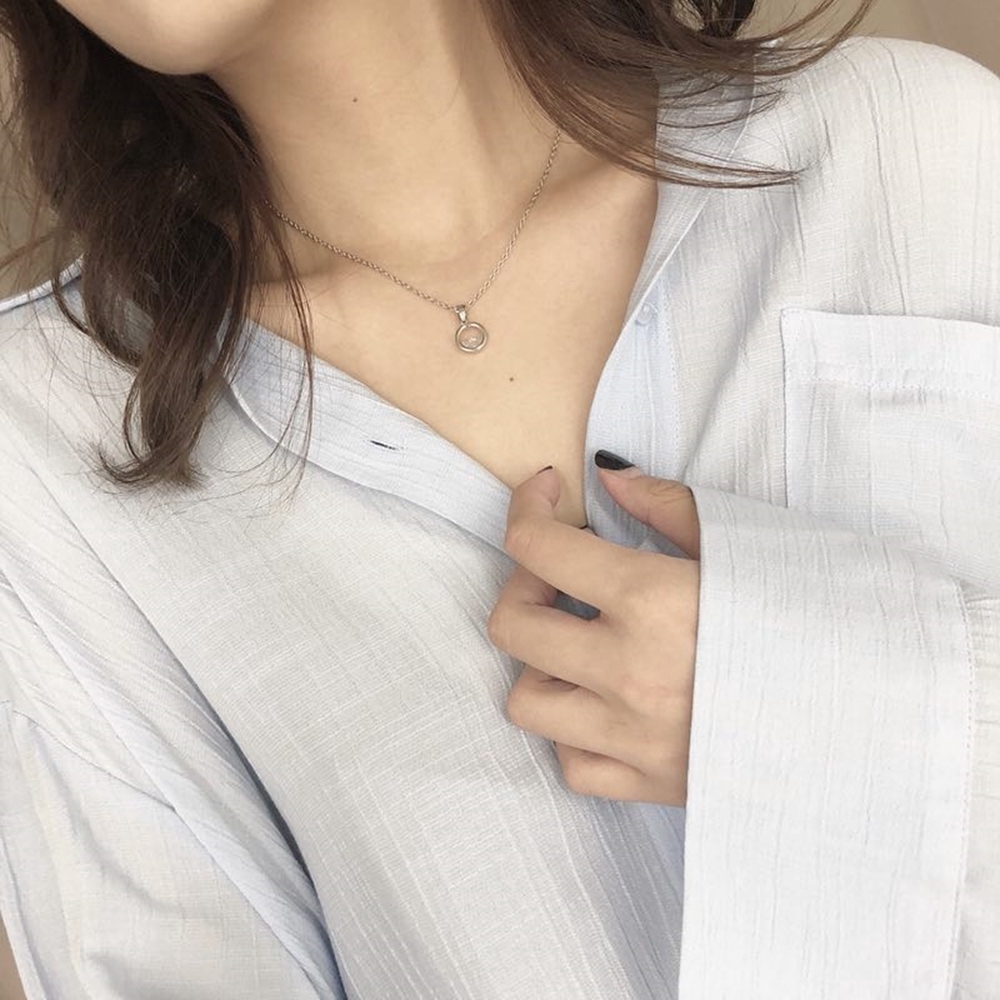 Dây Chuyền Mặt Đính Đá Hình Giọt Nước Phong Cách Hàn Quốc