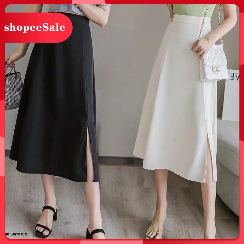 chân váy dài ulzzang,chân váy a xẻ cạnh,chất tuyết mưa 808