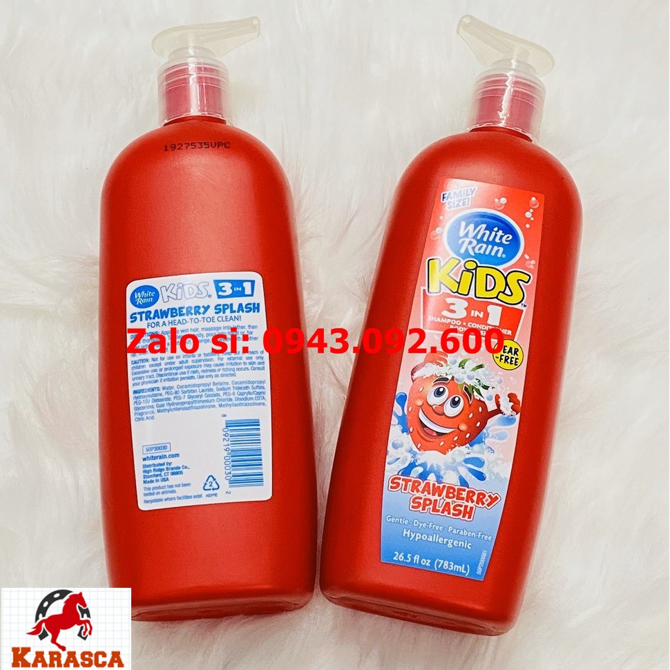 Sữa Tắm Gội Xả White Rain Kids 3in1 Strawberry 783ML - Chính Hãng Mỹ