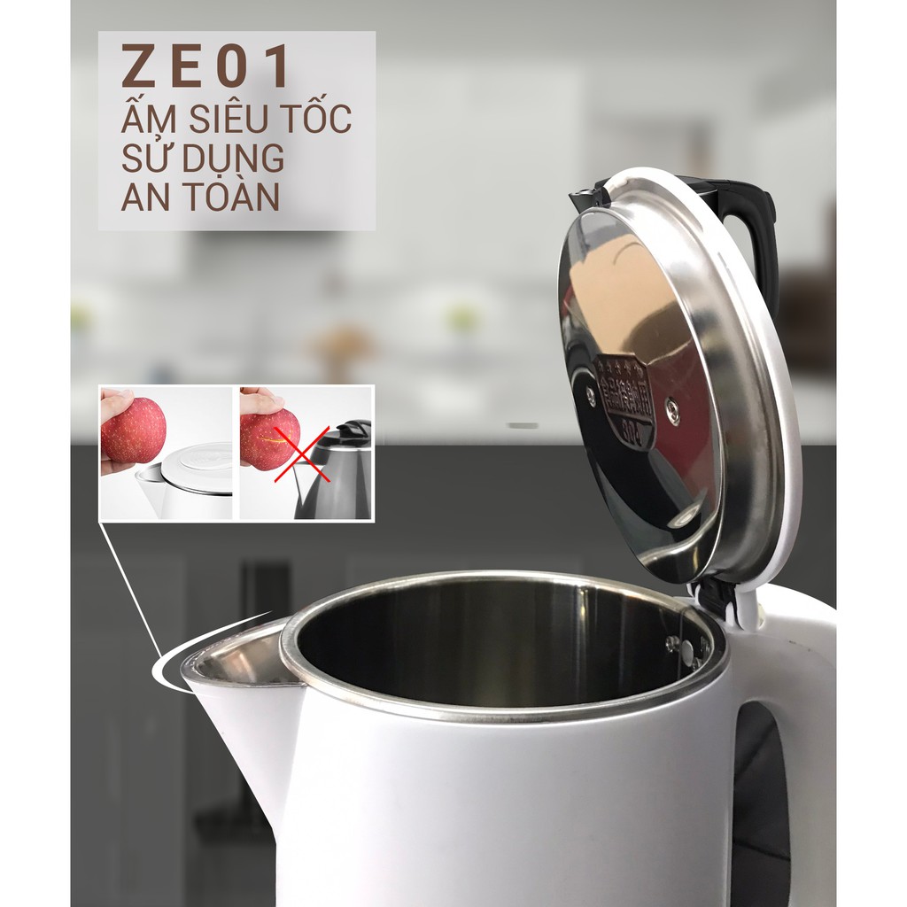 Ấm Đun Nước Siêu Tốc 02 Lớp ZoZo ZE01