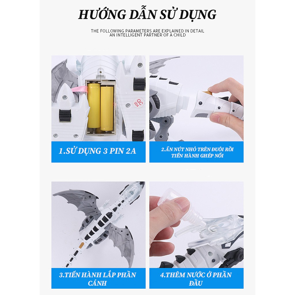 Đồ Chơi Khủng Long Đồ Chơi Phun Lửa  Có Âm Thanh - Ánh Sáng Siêu Đẹp Tặng Kèm Pin