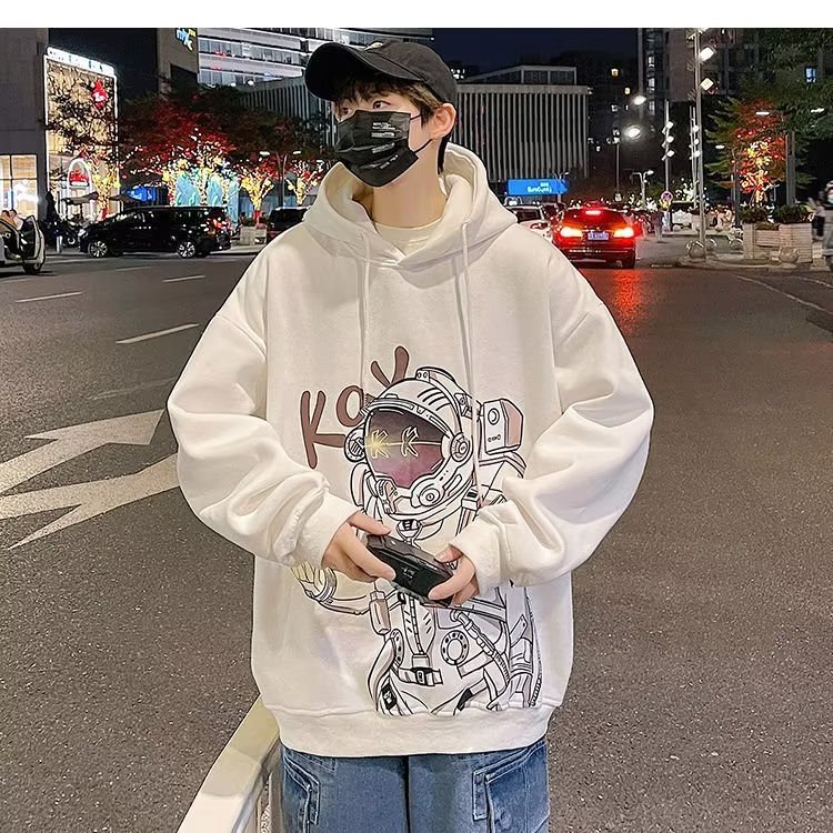 Áo Hoodie Tay Dài Dáng Rộng In Họa Tiết Phi Hành Gia Hoạt Hình Cá Tính Cho Nam Nữ