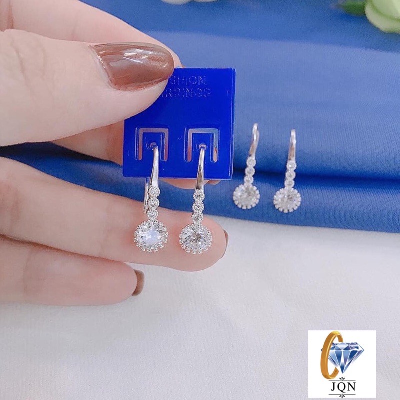 Bông tai nữ giá rẻ đính đá nhỏ xinh xắn chuẩn bạc ta sáng đẹp ms79/ Trang sức bạc JQN