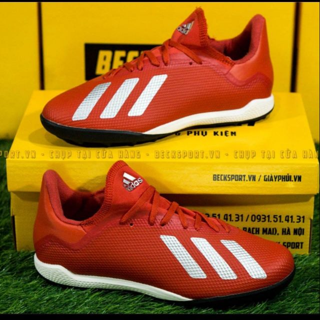Giày Bóng Đá TQ Adidas X 18.3 Đỏ Vạch Bạc Đế Đen TF