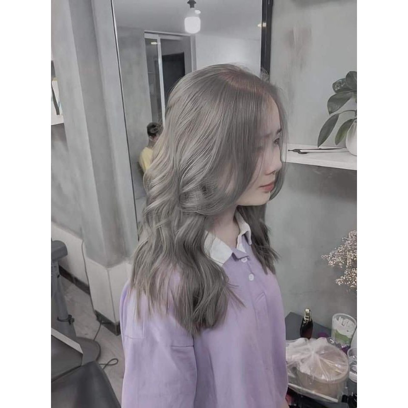 Combo nhuộm xám khói kèm oxi trợ dưỡng và găng tay