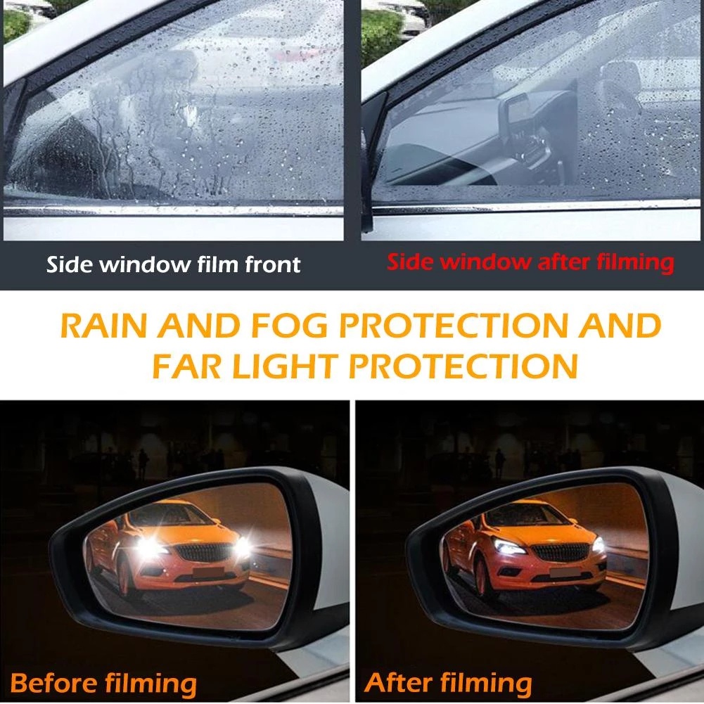 Bộ 2 Miếng Dán Kính Chiếu Hậu / Cửa Sổ Xe Hơi Trong Suốt Chống Sương Mù / Nước Mưa Tiện Dụng