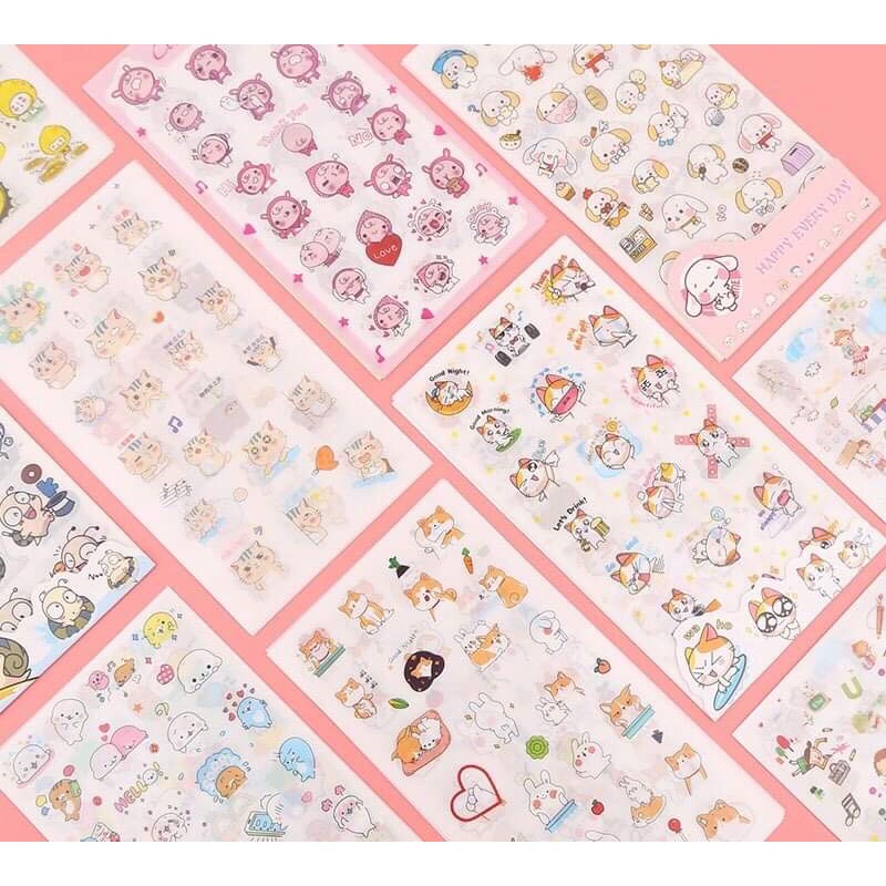 🗳Set 6 tấm sticker vui nhộn, hình dán trang trí