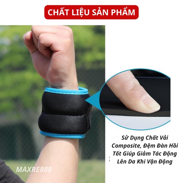 Cặp Tạ Đeo Tay Chân 2kg (1kg/tạ) Chất Liệu Bi Sắt Bền Dụng Cụ Tập Gym Chạy Bộ
