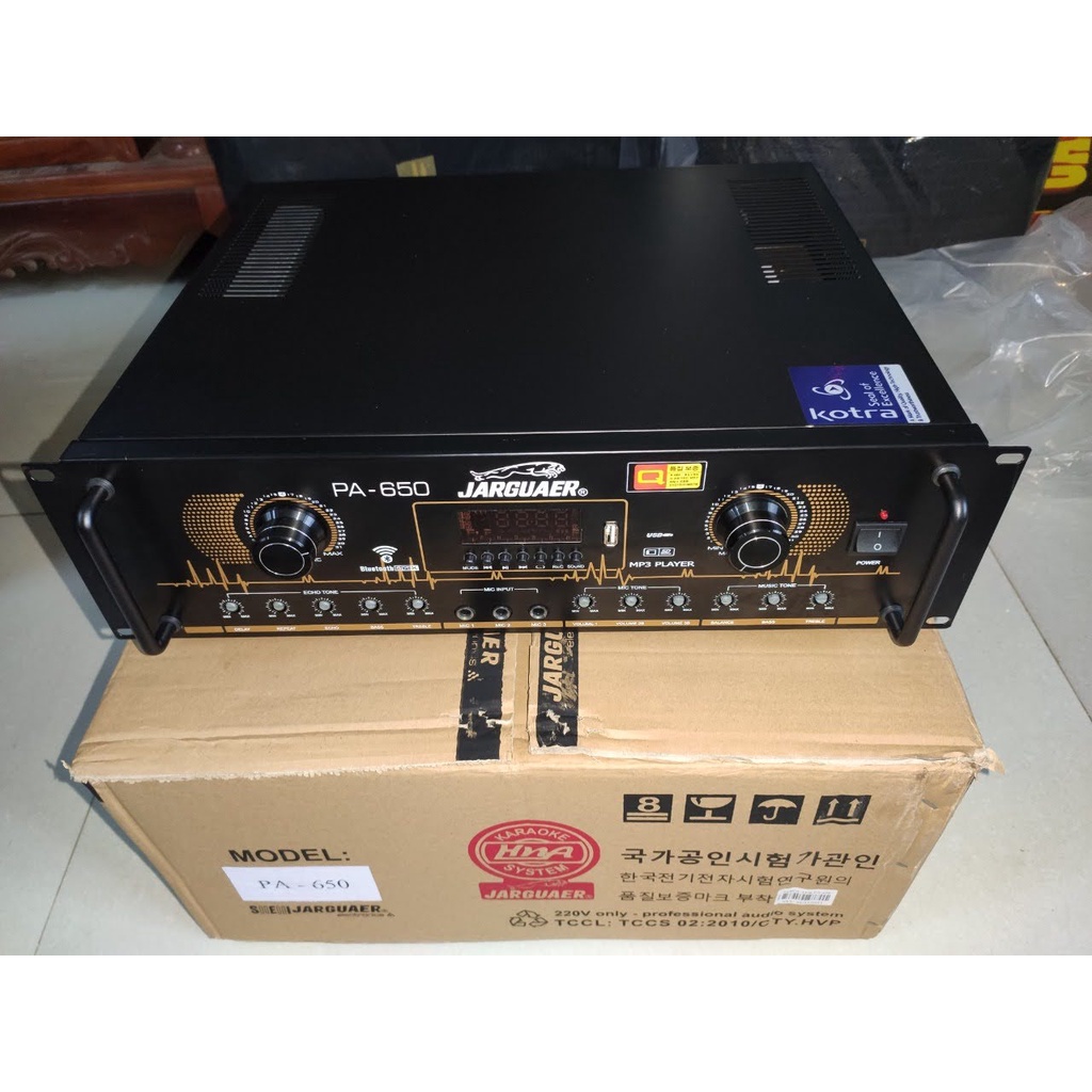 Âm ly amply Jarguar Liền vang PA 650 16 sò NJ, 1200w, có chống hú, nguồn đồng ,có cổng USB, Bluetooth,
