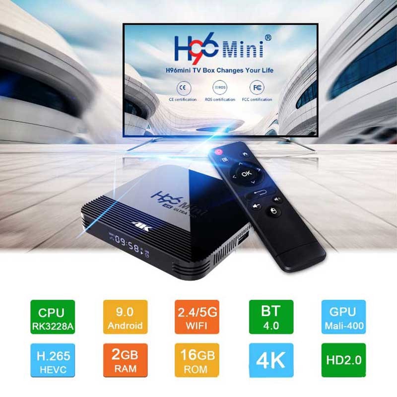 Tv Box H96 Mini H8 Rk3228a Android 9.0 Kết Nối Bluetooth Với 1gb Ram 8gb Rom - Eu Plug