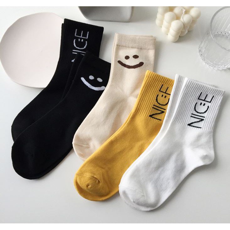 Combo 5 đôi tất nữ cổ cao Niccee mặt cười siêu đẹp, vớ nữ rẻ đẹp