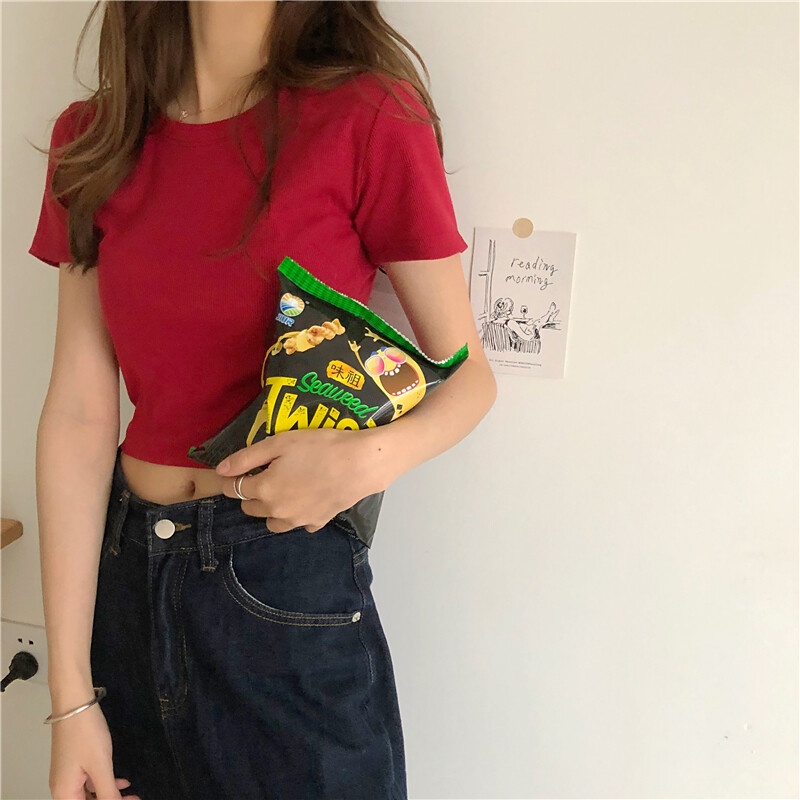 IELGY Áo Thun Tay Ngắn Mỏng Và Đơn Giản Thời Trang Mùa Hè Hàn Quốc Mới Dành Cho Bạn Nữ