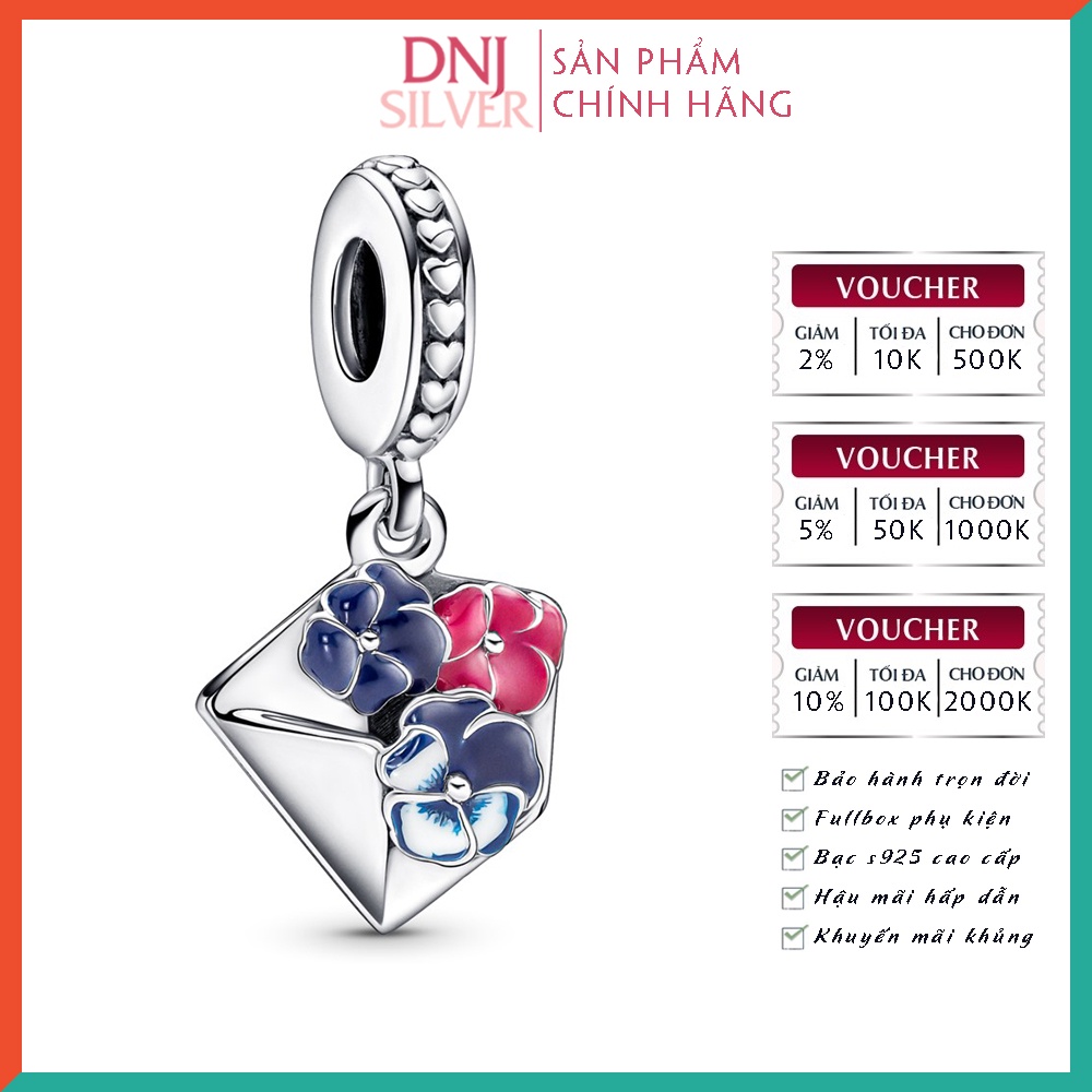 [Hàng cao cấp] Charm bạc 925 cao cấp, hàng chuẩn bạc - Charm Pansy Flower Envelope thích hợp để mix vòng tay charm