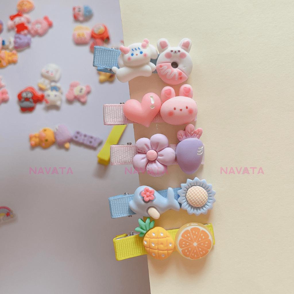Nguyên liệu làm kẹp tóc DIY vớ charms tự chọn, tự làm kẹp tóc dễ thương nguyên set (đã bao gồm kẹp tóc)