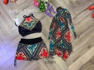 Bộ bikini áo yếm kèm khăn