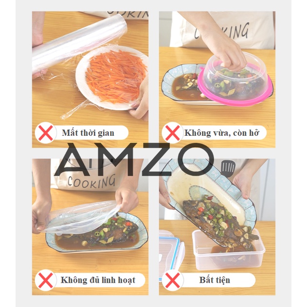 COMBO màng bọc thực phẩm PE túi gấu có chun bọc đồ ăn co giãn AMZO