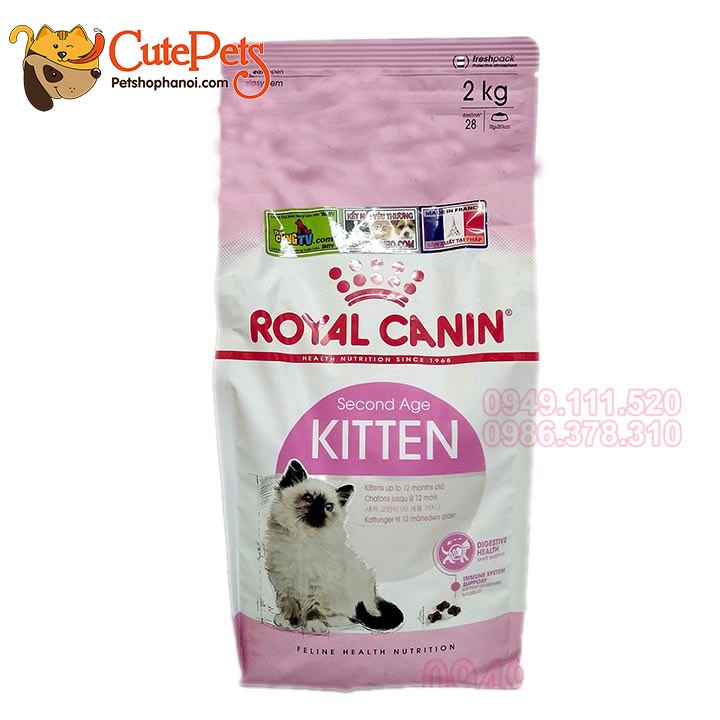Hạt cho mèo con Royal Canin Kitten 36 2KG - Thức ăn khô dành cho mèo nhỏ từ 2 -12 tháng tuổi - CutePets