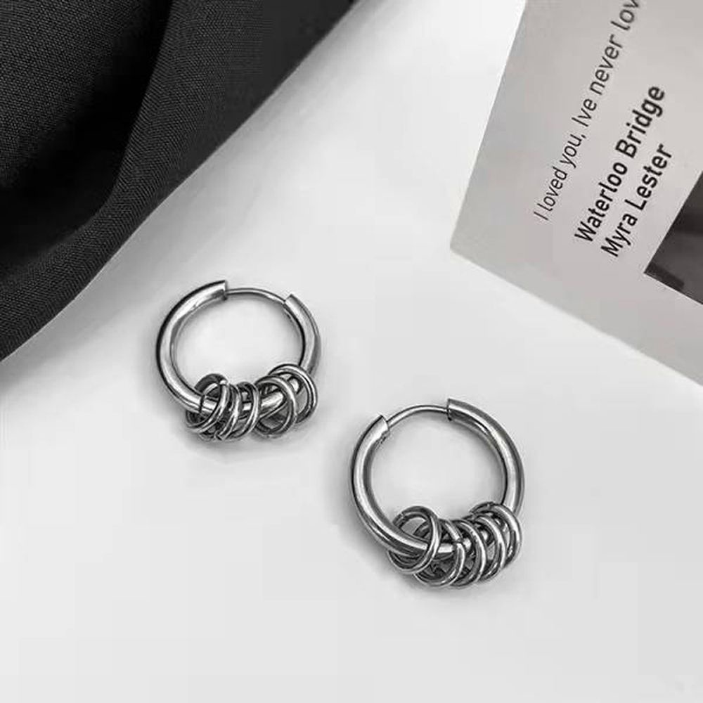 Bông tai hình tròn bằng thép không gỉ nhiều màu phong cách Hàn Quốc cổ điển thời trang cho nữ