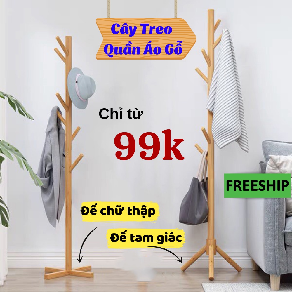 Giá Treo Quần Áo Gỗ, Cây Treo Quần Áo Decor Phòng Kiểu Hàn Quốc