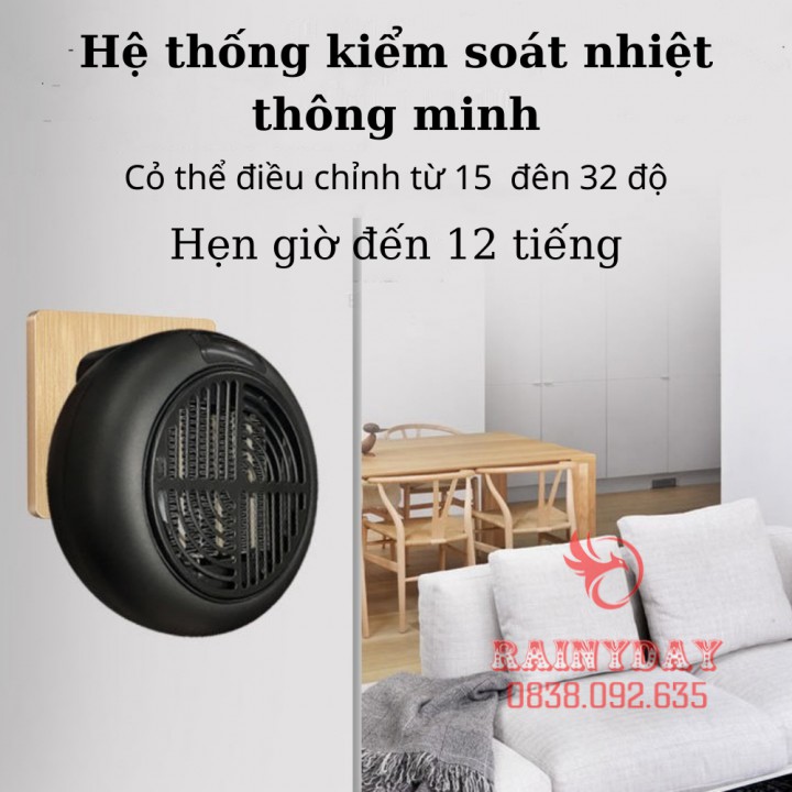 Máy sưởi Quạt sưởi ấm mùa đông mini treo tường cắm điện 900W văn phòng ngủ nhà tắm An toàn hiệu quả