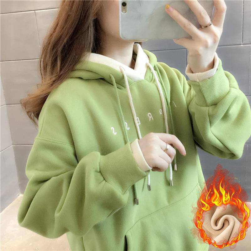 Áo Hoodie Lót Lông Cừu Dày Dặn Phong Cách Hàn Quốc Mới