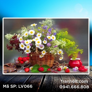 Tranh đính đá giỏ hoa lv066 kích thước 50*66cm.