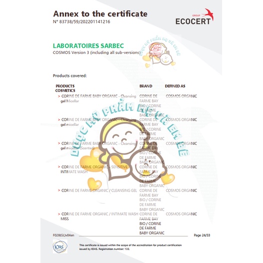 Sữa tắm gội dịu nhẹ cho bé Corine de farme hair & body wash 250ml/500ml