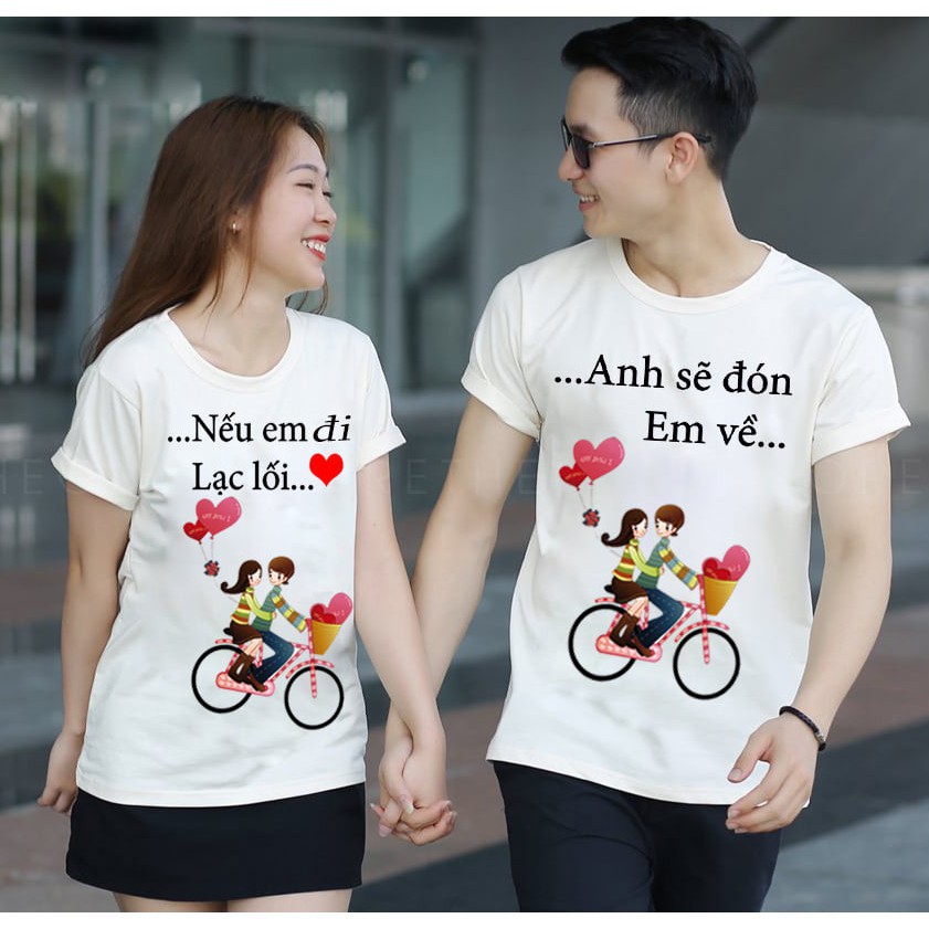 [NGOT10PTT] Áo đôi nam nữ Set áo đôi áo cặp in theo yêu cầu, Áo đơn  in hình theo yêu cầu