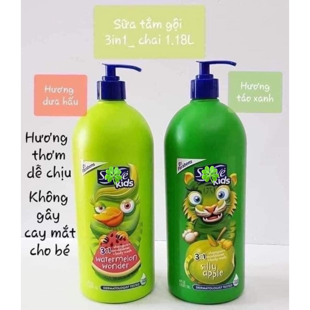 Sữa Tắm Gội 2in1 Suave Kidsi ( 532ml ) , 3in1 (1,18L) cho bé 1Y+