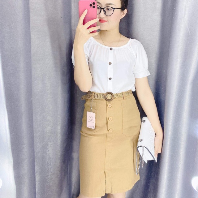CHÂN VÁY CÔNG SỞ CHẤT KAKI