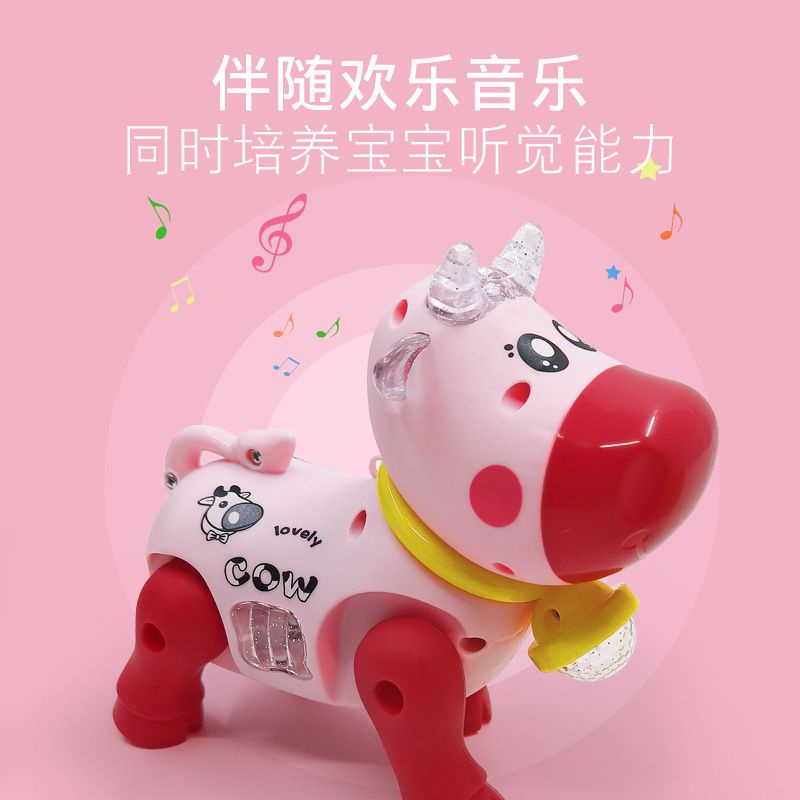 Đồ chơi chú bò sữa chạy pin nhạc đèn  023